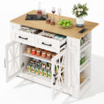 Mueble Auxiliar De Cocina 120cm, Isla De Cocina Con Ruedas por 139.99€