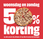 50% korting op pizza's bij Domino's op woensdag en zondag