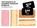 2 (nougatine hazelnoot) tompoucen voor €1.80, of 4 voor €3.50 bij Hema