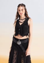Blusa Look Cuero con Flecos y Trenzas Negro L por $29.990 en Umbrale