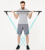 Barra Entrenamiento Musculación 2 Bandas Elásticas 15 kg por 24.99€