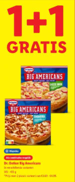 1+1 gratis op Dr Oetker Big Americans pizza bij de Lidl