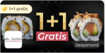 1+1 gratis op sushi