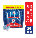 Detergente finish de 30 tabletas por $9247 en Jumbo
