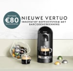 €80 korting op alle Vertuo koffiemachines bij Nespresso Nederland