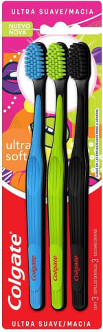 Escova Dental da Colgate, modelo Ultra Soft com 3 Unidades - R$ 26,91