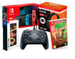 Consola Nintendo Switch Neon + Funda Deluxe Zelda + Auriculares Tritton Kunai + Mando PDP Star Mario + juego a elegir por 301€