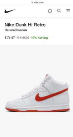 40% korting op nike dunk high