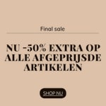 50% extra kassakorting op al afgeprijsde kleding tot 65%