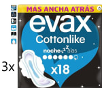 3x Evax Cottonlike Compresas con Alas, Noche, 18 por 8,98€