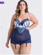Ensemble nuisette string grande taille Boudoir Belle bleu marine, Lovehoney pour 11,98 € chez Lovehoney