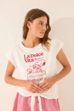 Camiseta manga corta 100% algodón blanco Snoopy por 8,99€