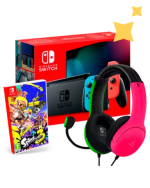 Nintendo Switch JoyCon + Splatoon 3 + Auriculares Gaming LVL40 + Camiseta Nintendo Switch
