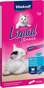 Vitakraft Snack Líquido para Gatos, 6 x 15g de Salmón o Pollo por 1,53€