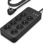 MBQYT Regleta Enchufes con USB 1,8m 8 Tomas AC + 4 Puertos USB (1 USB-C) por 13,98€