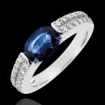 Bague de fiançailles - Or blanc 18 carats, Saphir bleu, Diamant à 2390€