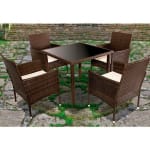 Conjunto de jardín Bolivia ratán 5 piezas marrón