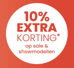 10% extra korting op alle sale en showmodellen, exclusief in de Bommel winkels