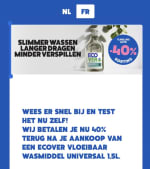 40% CashBackKorting op Ecover wasmiddel