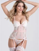 Acquire a vintage bliss ivory lace open-back basque set from Lovehoney as low as £23.99