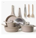 Juego de Sartenes de Cocina Antiadherentes, Batería de Cocina con Tapas, Espátula, Pinzas, Libre de PFOA-11Piezas por 68.98€ (Cuenta Nueva 56.98€)