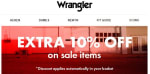 10% extra kassakorting bij Wrangler op sale