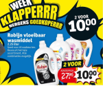 2 flessen Robijn wasmiddel 2,25L voor €10