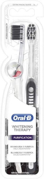 Escova de Dente da Oral-B, modelo Whitening Therapy Purification com 2 uni - R$ 14,39