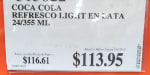 Coca cola Light por 4.74 la lata en CostCo
