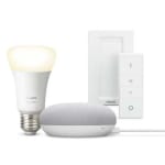Pack Google Nest Mini Altavoz Inteligente Tiza + Philips Hue White Bombilla E27 Blanco Cálido+Mando por 49,99€
