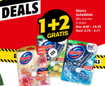 Glorix toiletblokken 1+2 gratis.