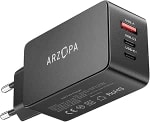 ARZOPA 65W Cargador USB C Rápida PD3.0 GAN 3 Puertos por 15,50€
