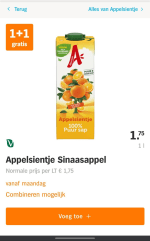 1+1 gratis Appelsientje sinaasappel bij AH