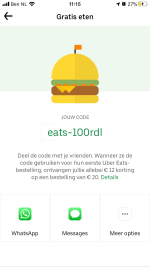 €12,00 korting op je eerste bestelling bij UberEats