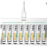 Pilas recargables AAA EBL x 8 + cargador por $409 en Amazon con cupón