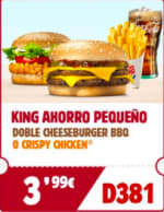 Tu menú King ahorro pequeño en Burger King por tan solo 3,99€