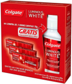 Kit de Creme Dental Luminous White + Enxaguante Bucal da Colgate - R$ 19,99