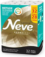 Papel Higiênico da marca Neve Supreme com 32 rolos - R$ 39,90