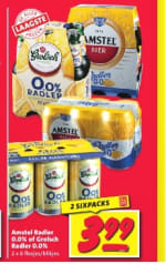 Grolsch of Amstel Radler 0.0 2x 6 blikjes / flesjes voor 3,99