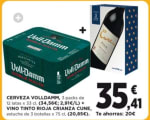Pack 3 VOLL DAMM cerveza rubia 36 latas total + 3 vino Rioja Cune por solo 35,41€