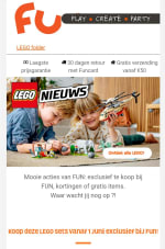 lego actie bij fun, jarig dan krijg je 5€ korting bij aankoop van 35€ lego bouwset