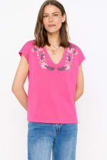 Camiseta bordado flores para Mujer Cortefiel por 3.99€