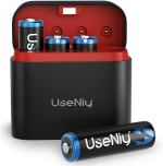 Batería de litio AA con cargador, 4 pilas unidades, 3000 mWh de alta capacidad por 17,45€