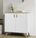 Wooden Accent Storage Cabinet with Dual Doors – White – £34.85