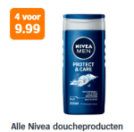 Alle Nivea Nivea doucheproducten 4 voor €9,99 bij de AH
