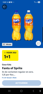 Fanta of Sprite 1,5 liter fles 1+1 gratis bij de Lidl