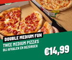 Koop nu 2 medium pizza’s voor slechts €14,99 bij Papa John's