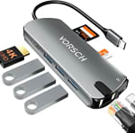 Hub USB C con Gigabit Ethernet 8 en 1 Adaptador USB C Compatible para Computadora Portátil y Otros Dispositivos Tipo C por 9,59€
