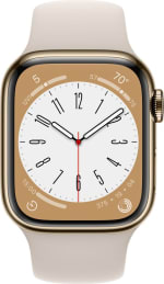Apple Watch Series 8, 45mm, GPS + Cellular, RVS, Sportbandje Goud (Beige) voor €579 bij Bol.com