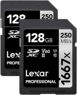 2 Tarjetas SD Lexar UHS-II Profesionales de 128GB por $1,307 en Amazon